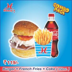 combo pack Burger + French Fries + Coke ( 250ml. )